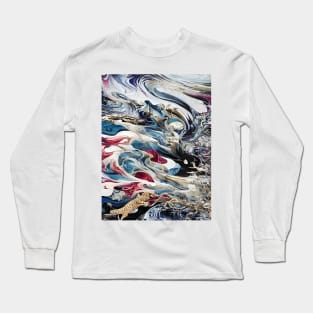 Abstract, Marble, Watercolor, Colorful, Vibrant Colors, Textured Painting, Texture, Gradient, Wave, Fume, Wall Art, Modern Art Long Sleeve T-Shirt